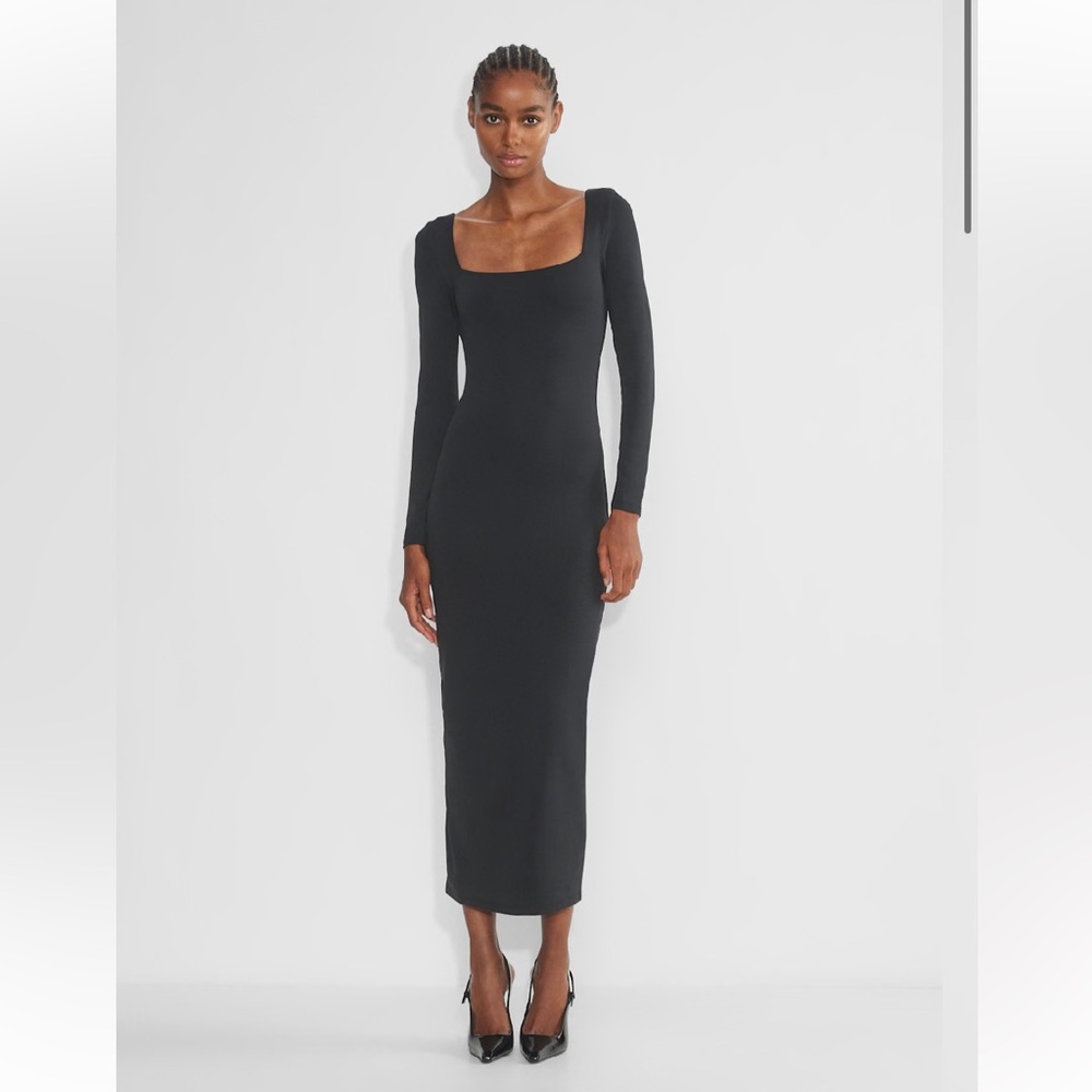 ARITZIA CONTOUR Squareneck Gray Long Sleeve Maxi Dress